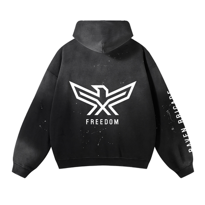 Vintage Washed Frayed Fleece Hoodie