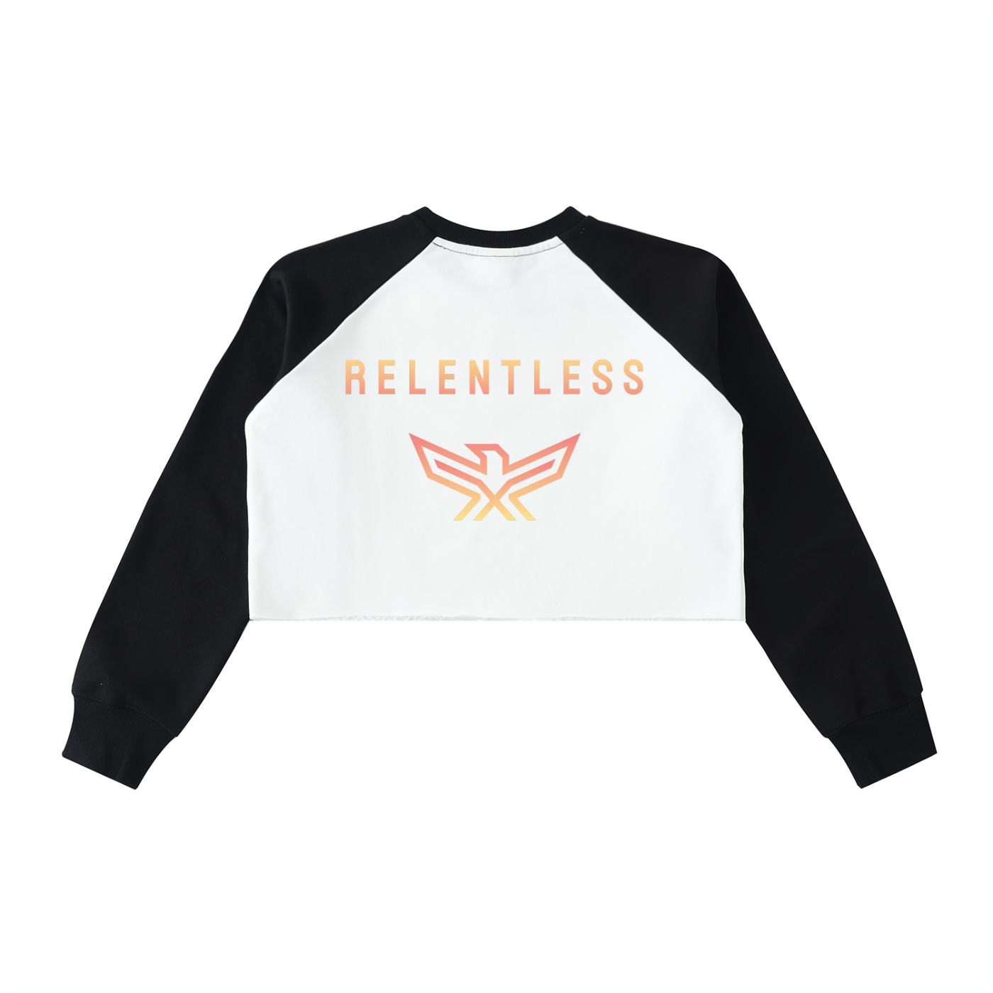 Raw-Hem Color-Block RELENTLESS Crop Sweatshirt
