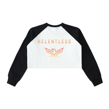 Raw-Hem Color-Block RELENTLESS Crop Sweatshirt