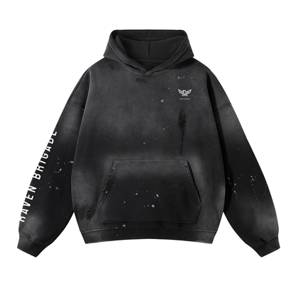 Vintage Washed Frayed Fleece Hoodie