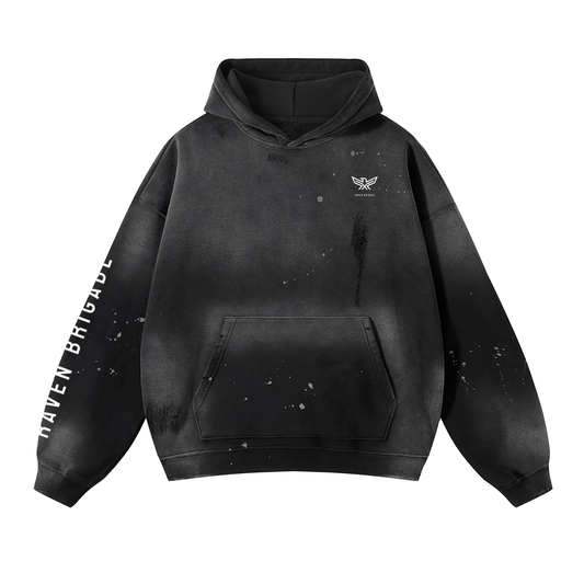 Vintage Washed Frayed Fleece Hoodie